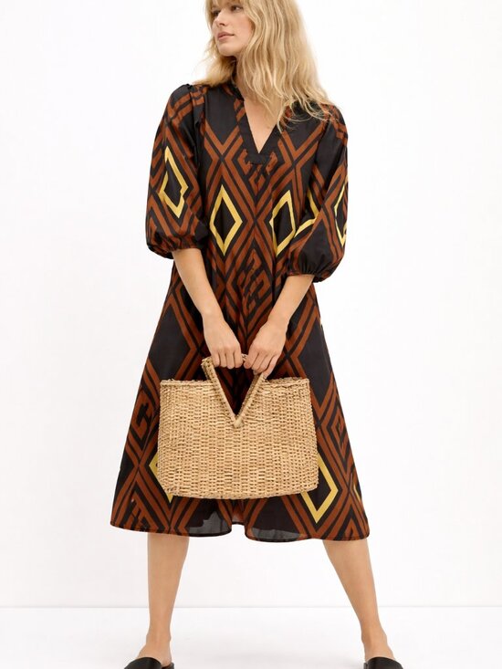 Anthropologie Dresses & Skirts - Porridge Anthropologie Women's Mireil V Neck Cotton Midi Dress Size Medium